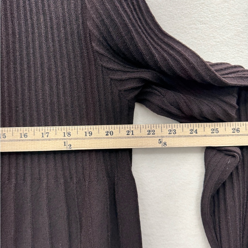 Eileen Fisher Women’s Large Brown Wool Open Front Cardigan Ribbed Lightweight - Picture 5 of 9